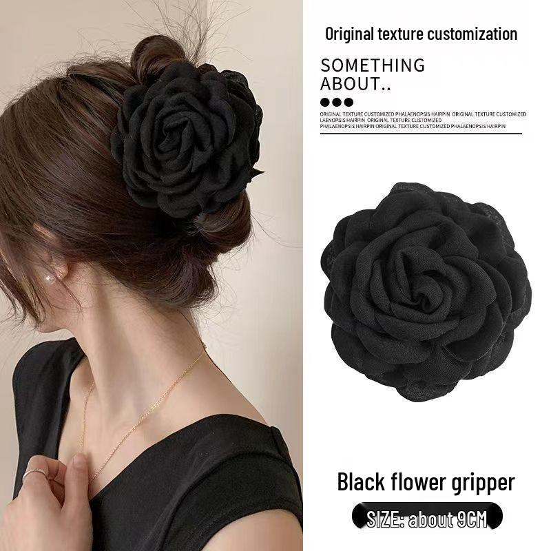 Caro 3D Rose Hair Claw Clip - 2024 High-End Floral Shark Clip for Women, Elegant Headwear