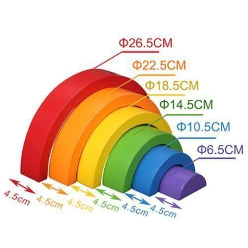 Jouet de Blocs de Construction Arc-en-Ciel en Bois - HAOPYOU - Jouet à Tirer - Blanc