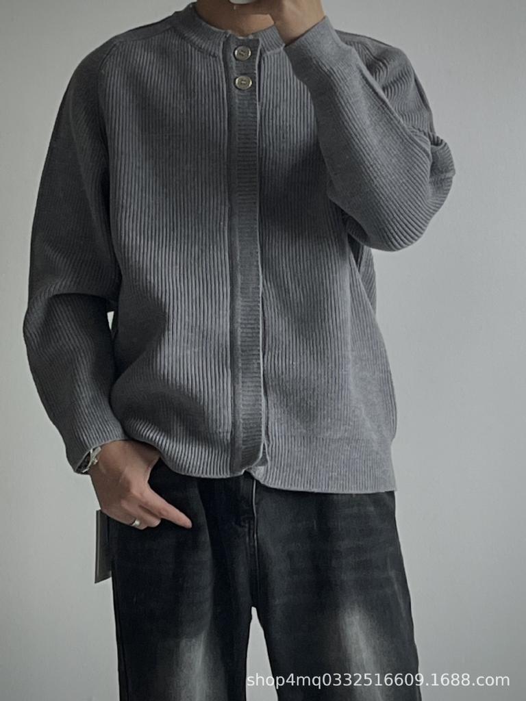 Autumn-Winter Round Neck Men's Cardigan Sweater, Old Money Style Knitwear, Korean-Inspired Hot Selling Winter Outerwear