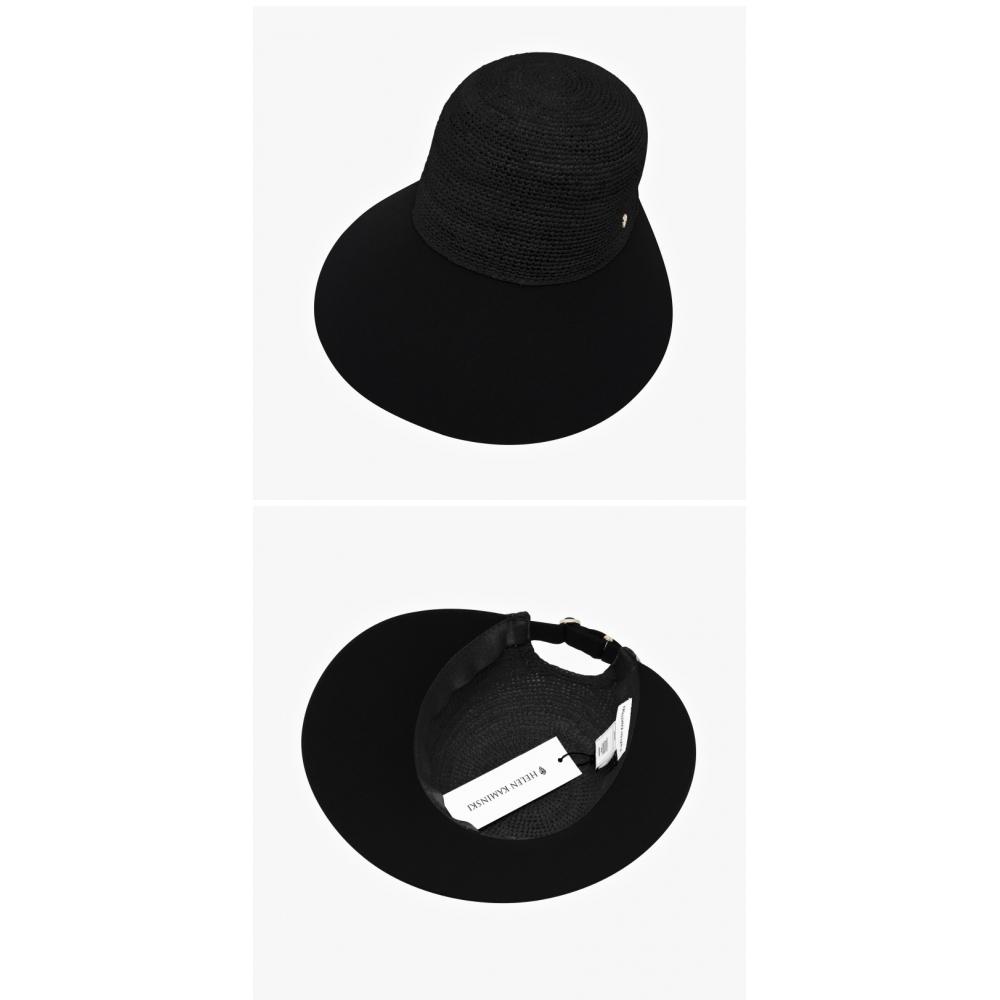 Helen Kaminski Blaze Charcoal Black Visor Sun Cap Hat50530