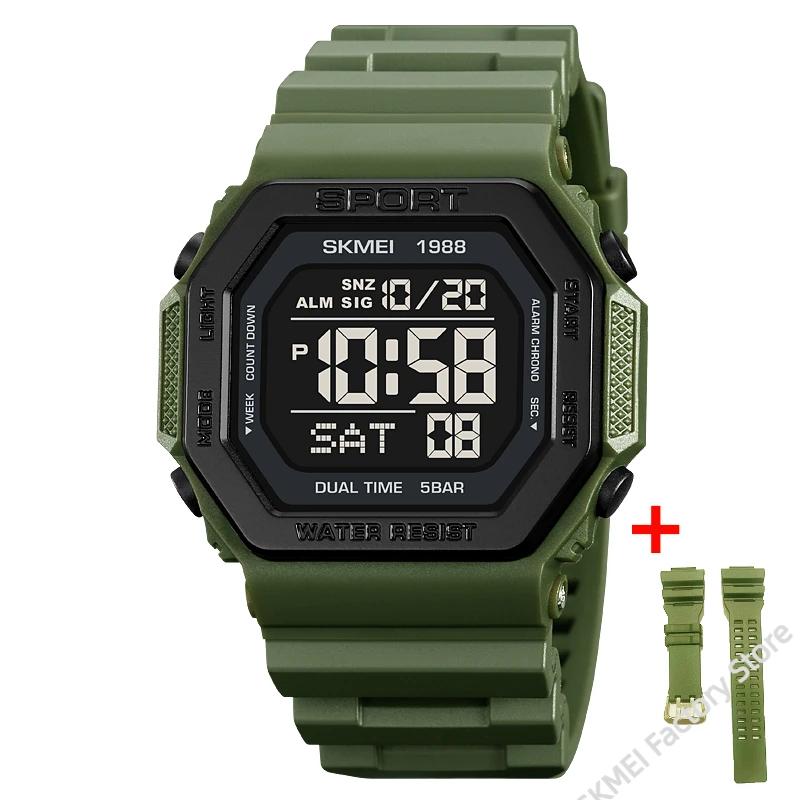 SKMEI 1988 Sports Watch for Men Digital Waterproof Waterproof Wristwatches Mens Back Light Countdown Clock 1628 Reloj Hombre
