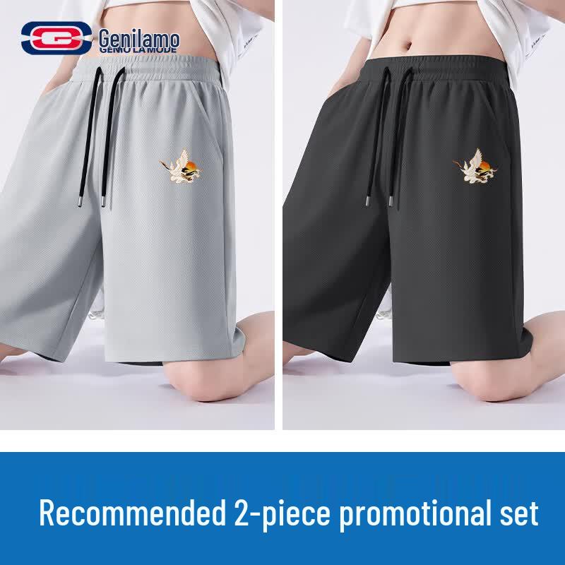 GENIOLAMODE Men s 2-Pack Ice Silk Running Shorts 3XL