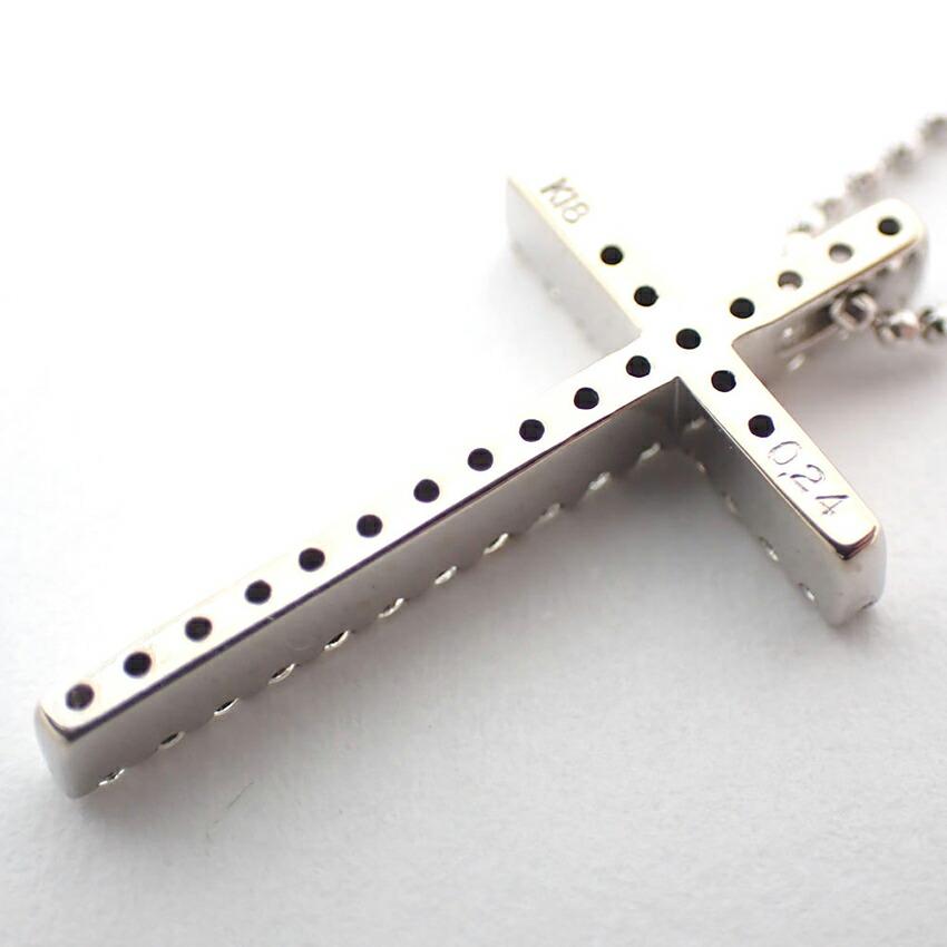 [Pre-owned] VENDOME K18WG Diamond Cross Pendant / j36-9