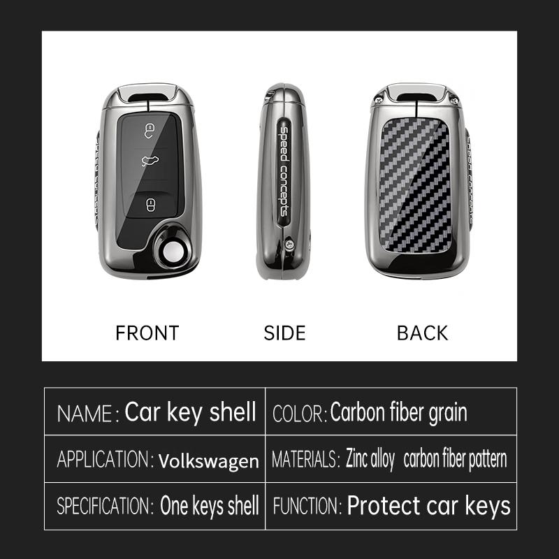 New Zinc Alloy Car Key Case for VW Volkswagen MK4 Bora Golf 4 5 6 Jetta Passat Polo Bora Touran Skoda Cover Bag