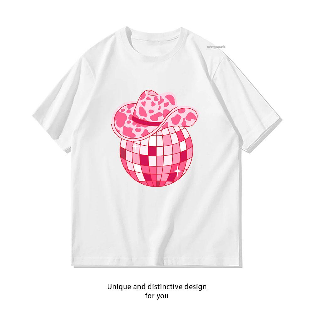 

Retro Cowgirl hat with disco ball Country Disco Ball tshirt Women Unisex Casual cotton graphic t shirts Adult tops tee Shortsleev 4XL