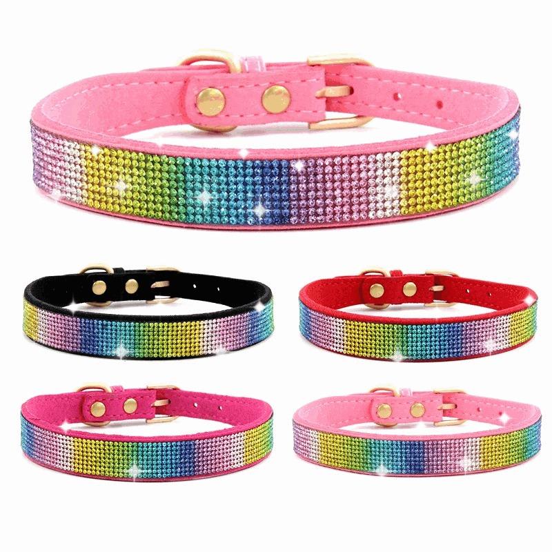 Pet Collar Rhinestone Dog Collar Lettering Nameplate Dog Neck Ring Anti-loss Removable Flower Cat Scarf