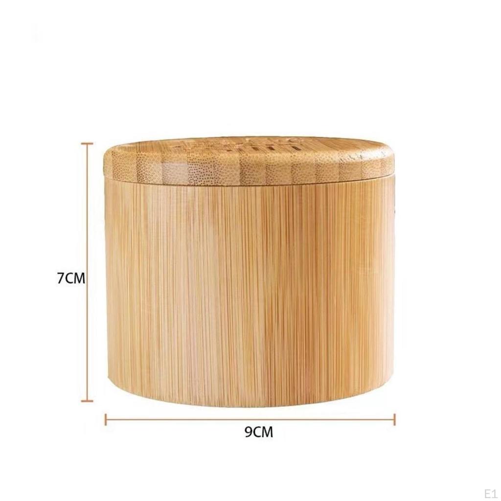 Bamboo Seasoning Jar Including a Spoon Container with Lid Tabletop