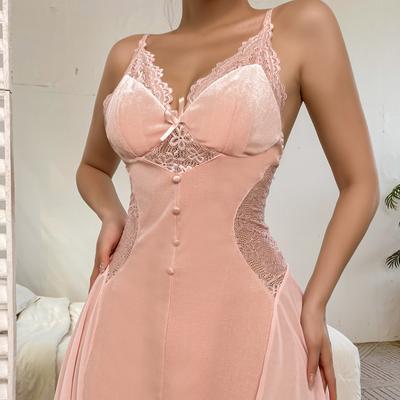 Sexy Suspender Nightdress, Comfortable with Chest Pad, Lace Trim, Underwear, Women's Loungewear Set, European and American Foreign Trade