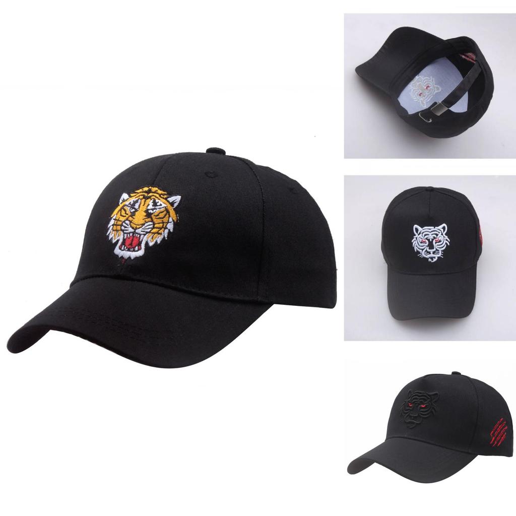 Outdoor Sports Cap With Tiger Embroidery Adjustable Baseball Hat For Mens Fishing Gear