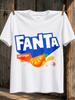 Fanta Orange Bright Citrus Slice Splash Graphic Blue Orange Retro Soda Style Bold Playful Lettering Unisex All Tshirt