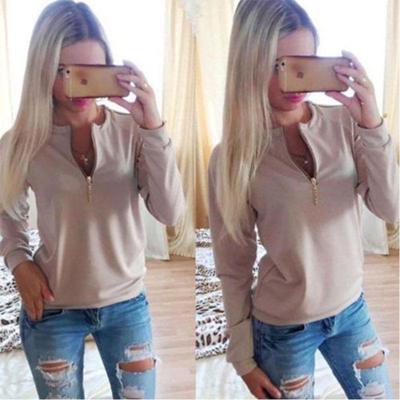 Elegant Women V Neck Casual Sweatshirt With Long Sleeves And Timeless Style