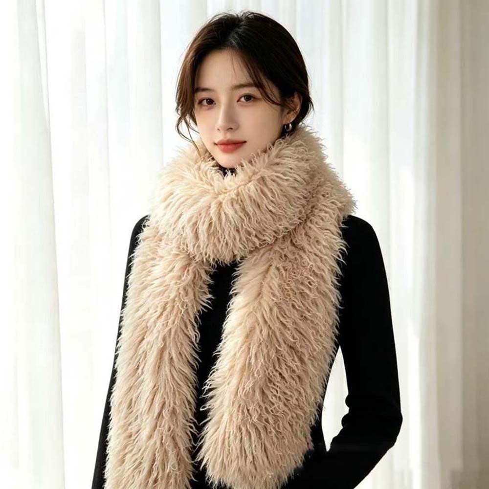 Soft Fluffy Winter Shawl Double Sided Long Plush Muffler Faux Fur Scarf Office Ladies