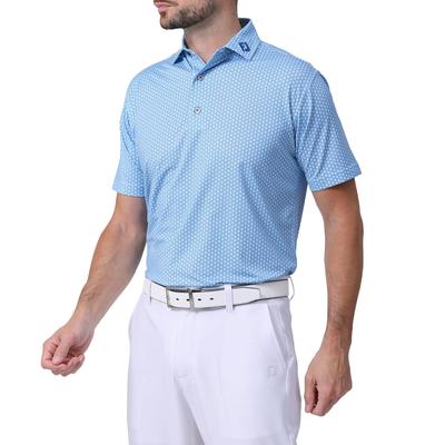 Chemise à Manches Courtes à Imprimé Coquille Saint-Jacques pour Homme FootJoy, Bleu Ciel, Taille S (FJ-S24-S15, 81751-S)