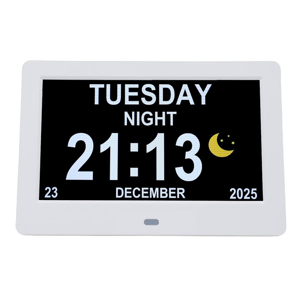 Digital Calendar Clock 7in Large Display Date Time with Reminders Day Night Dimmable Key Remote Control