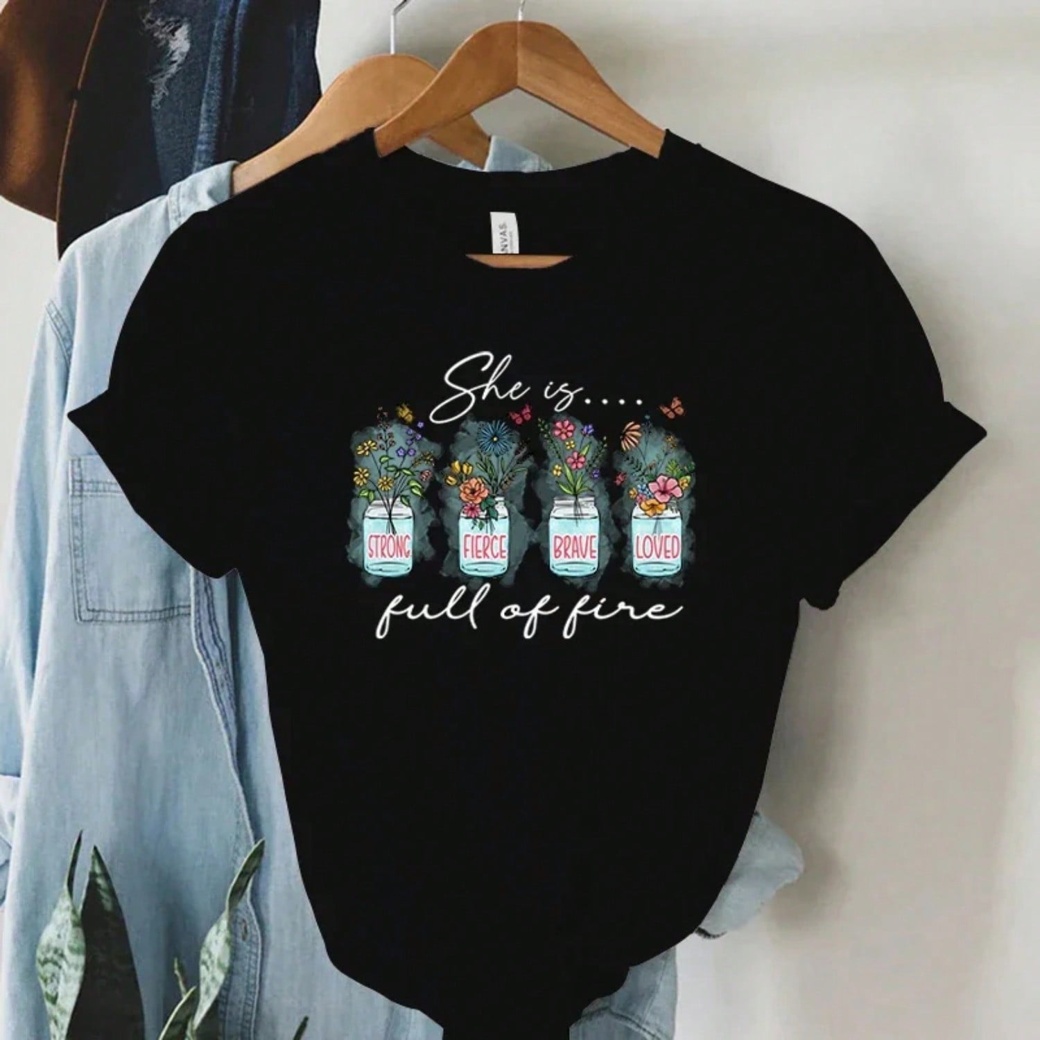 She Is Strong Fierce Brave Print T Shirt Wounisex Vintage Boho Religious Faith Tshirt Short Sleeve Tees Wounisex T-Shirt S разноцветный