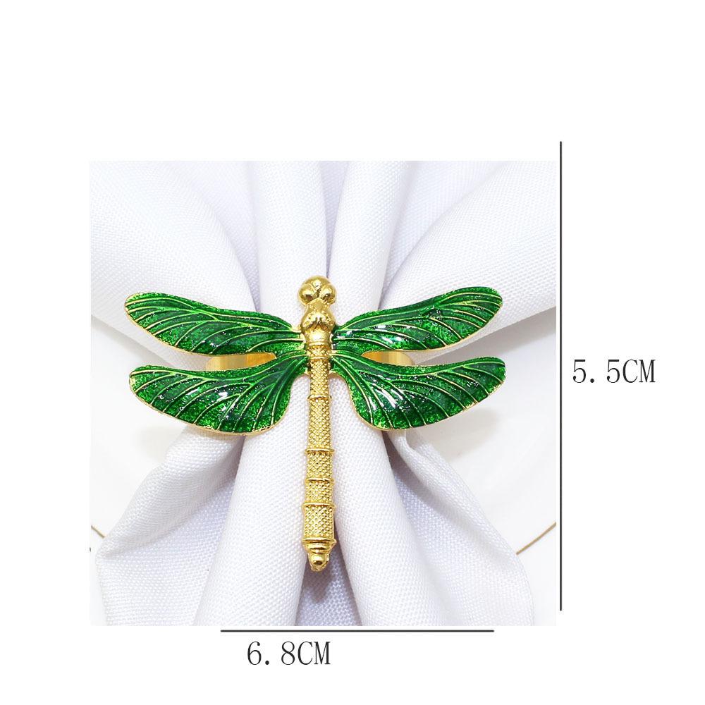 6pcs/lot New Green Napkin Ring Dragonfly Napkin Buckle Festive Party Tabletop Napkin Ring Wedding Table Decoration