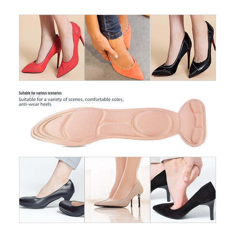 2-in-1 Breathable Non-Slip Massage Heel Sticker with Shock-Absorbing Sponge Insole, Sweat-Absorbing, 5D Design