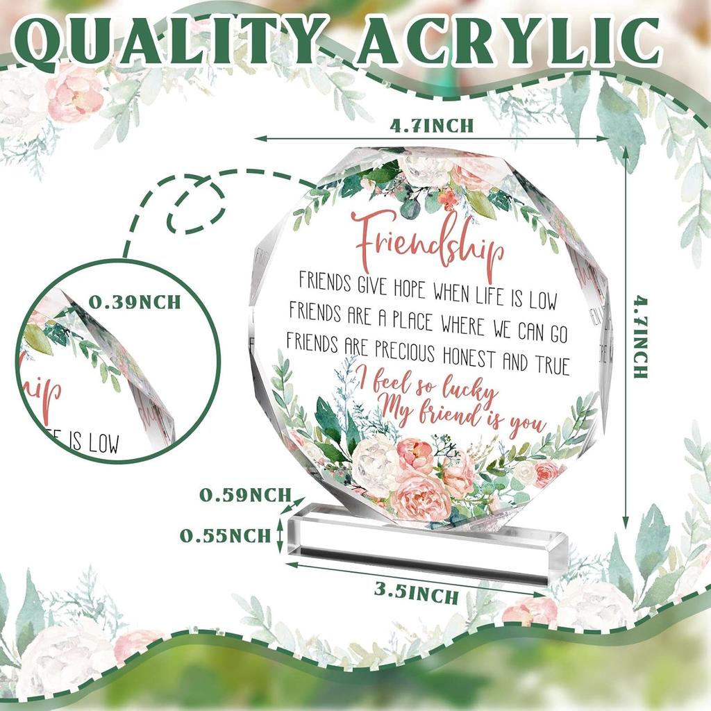 Spiareal Gift for Friend Friendship Women Friend Friendship Birthday Cheer up Gift Acrylic Heart Butterfly Keepsake Paperweight for Home Office Table