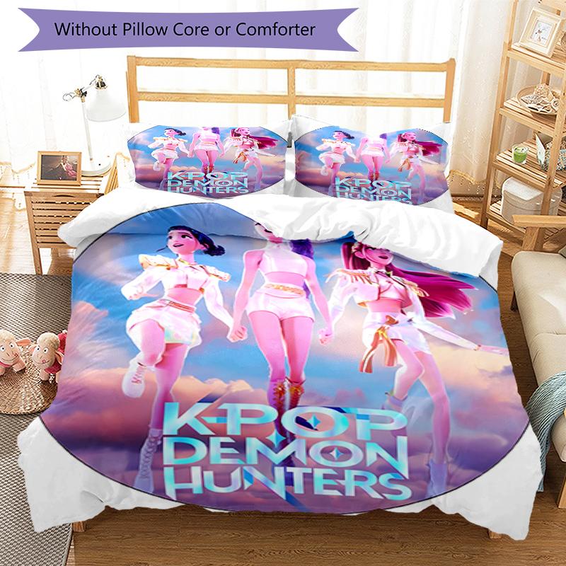 3pcs Kpop Hunter8 pattern bedding set duvet cover set includes duvet cover &pillowcases, perfect all season bedroom decoration & gift