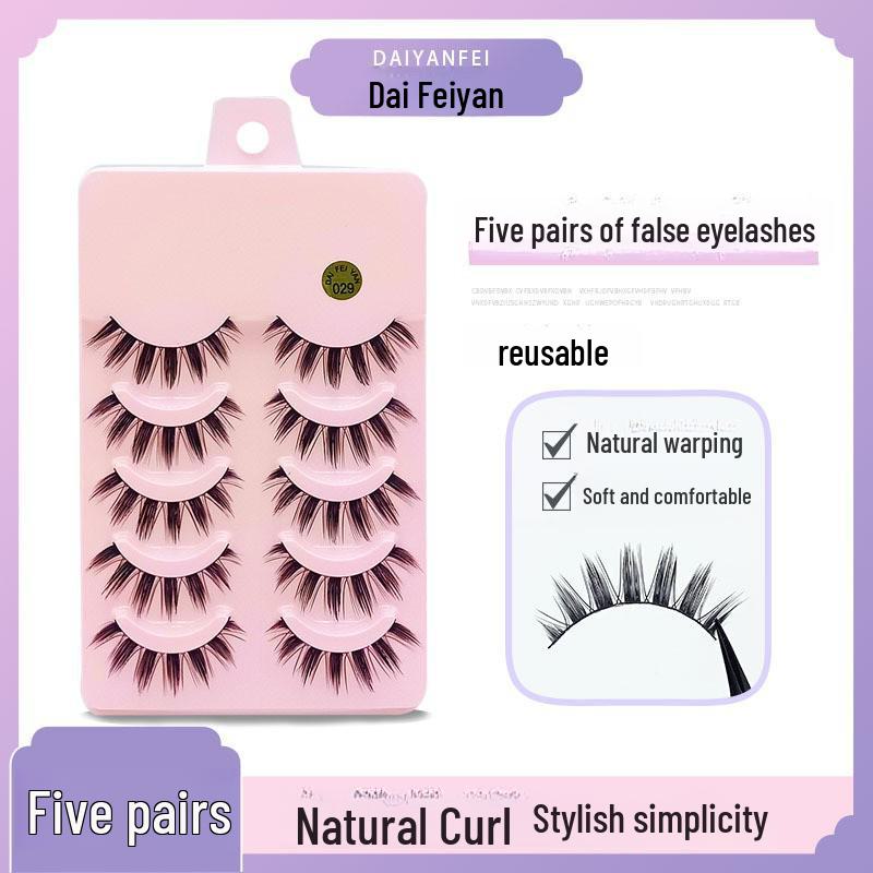 Cartoon Barbie Beginner False Eyelashes - Natural Thick 5 Pairs