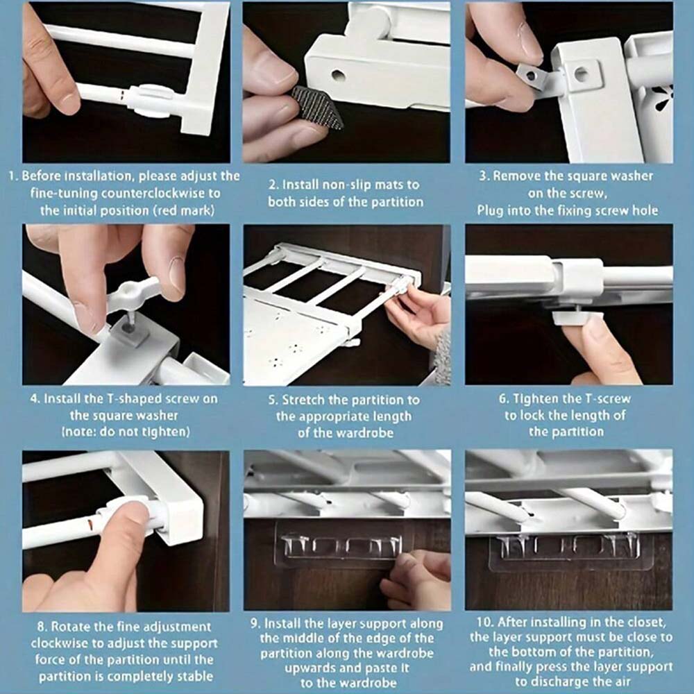 1PC Retractable Closet Dividers Closet Divider Layer Shelf Are Suitable for Closet Dorm Storage Partitions