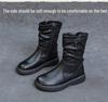 2024 Women's British Style Flat-Sole Velvet Mid-Length Martin Boots for Autumn and Winter