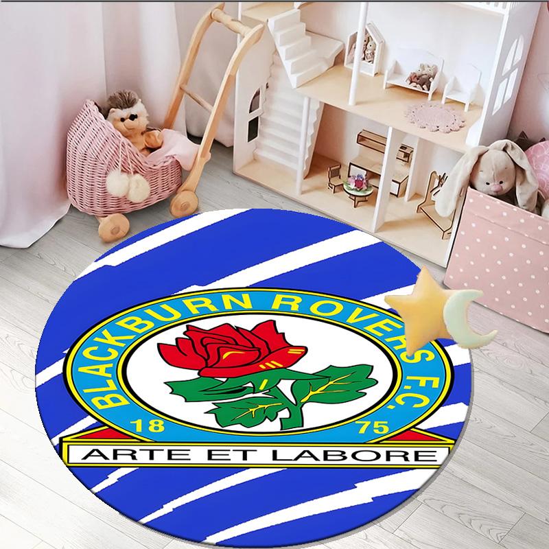 1PC round rug Rovers Crest Football Club Printed Round Area Rug ,Rug For Home Office, Round Chair Rug, Decorative Carpet Fan gifts Christmas gift