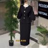  Spring and Autumn New European and American Amazon Cross-border Round Neck Long-sleeved Suit Top Hip Skirt Suit