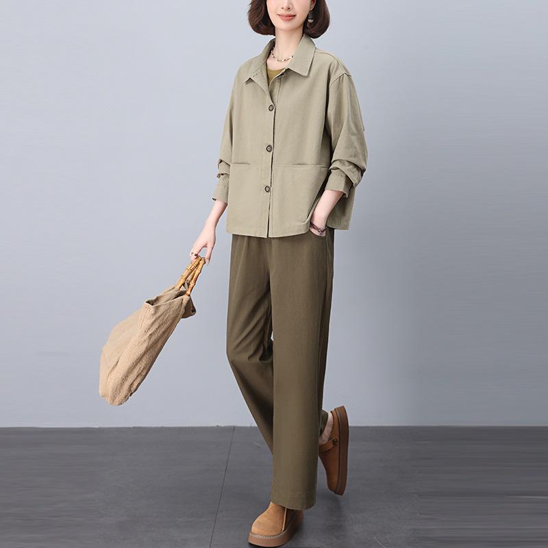 Women's Casual Spring 2025 Fashionable Two-Piece Set - Age-Reducing Outfit for Moms