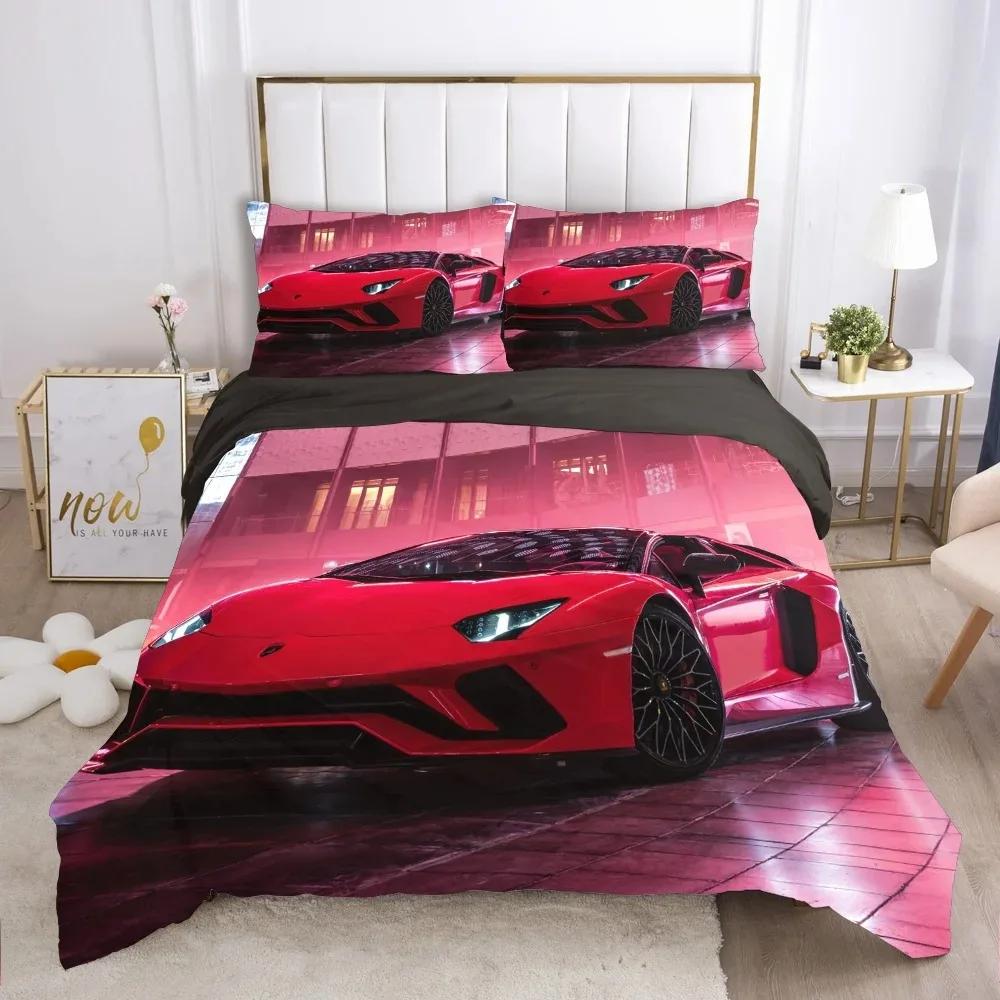 Speed Sports Car Speed Racing Car Comfortable Duvet Quilt Cover Pillowcase Bedding Set Children Bedroom Decoration Home Textile