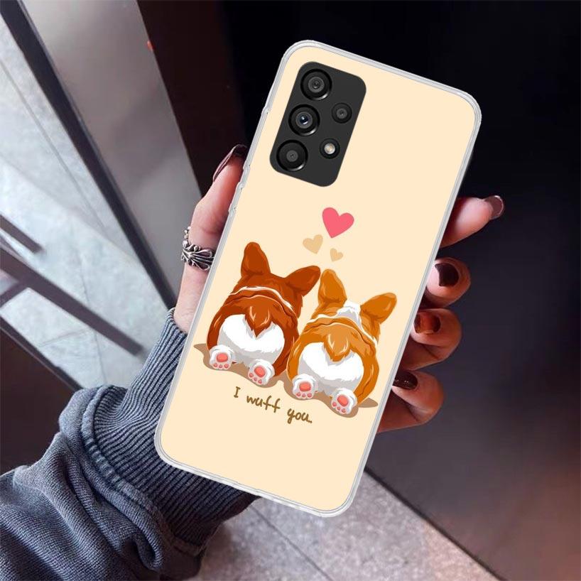 Cartoon Corgi Cute Dog Phone Case for Samsung Galaxy A15 A25 A35 A55 A14 A24 A34 A54 A13 A23 A33 A53 A12 A22 A32 A52 A05S A04S A