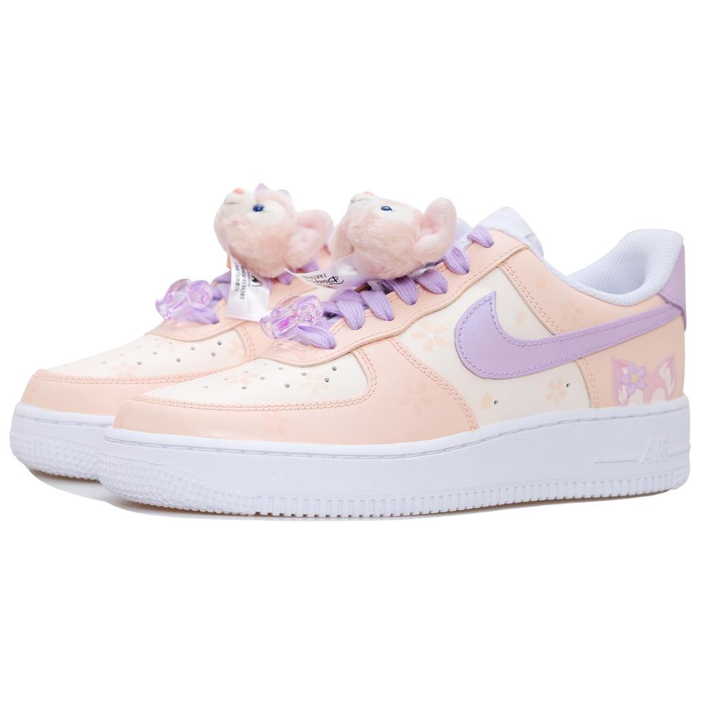 Nike Air Force 1 Little Fox Belle Slip Resistant Abrasion Resistant Low top Skateboard Shoes Women's White Pink DD8959-100(Team69-)