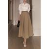 Women's High Waist A-line Midi Skirt - 2025 Spring/Autumn, Hip-Hugging, Slimming, Mid-Length Umbrella Style.