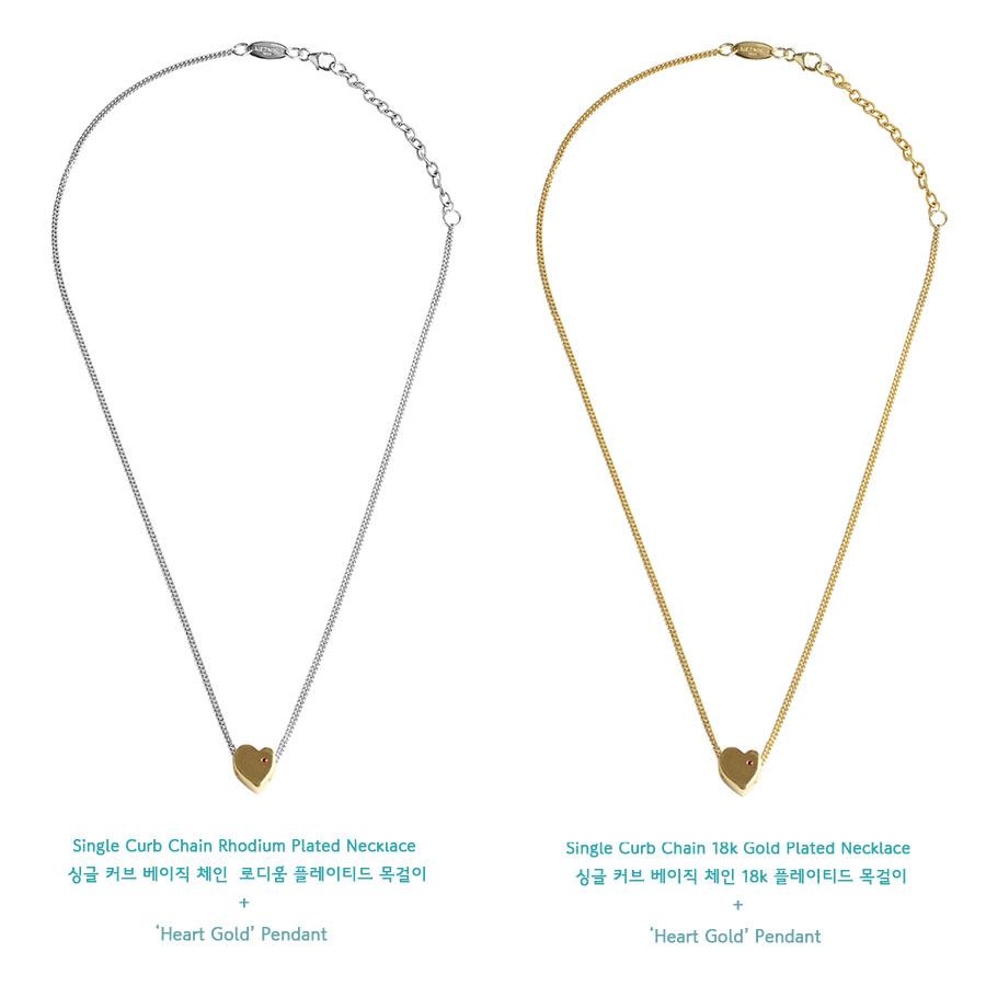 Mezmic 925 Sterling Silver Heart Charm Pendant_Gold