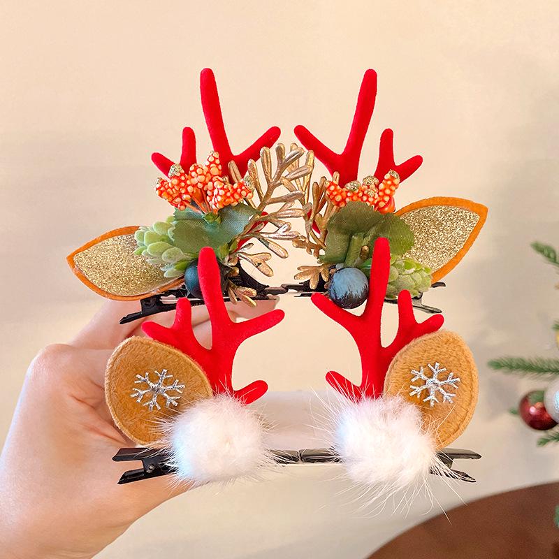 Christmas Antler Hair Clips for Girls - Holiday Party Hair Accessories for Children