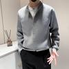 New Cardigan Sweater American Retro Casual Laid-Back Style round Neck Sweater Men's Solid Color Coat