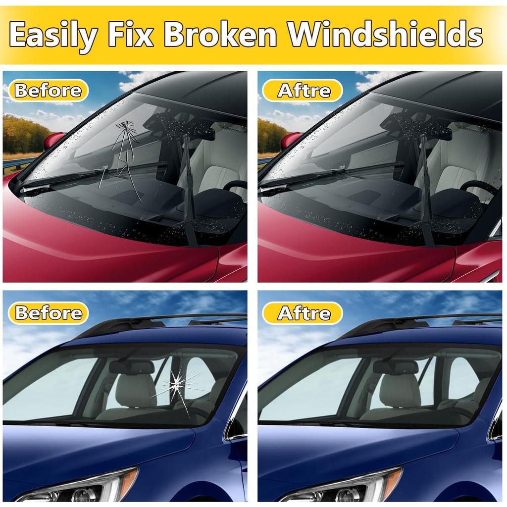 Windshield Crack Repair Kit, Windshield Repair Kit for Chips and Cracks, 1set Car Glass Repair Kit, Cracks Gone Glass Repair Kit Automotive