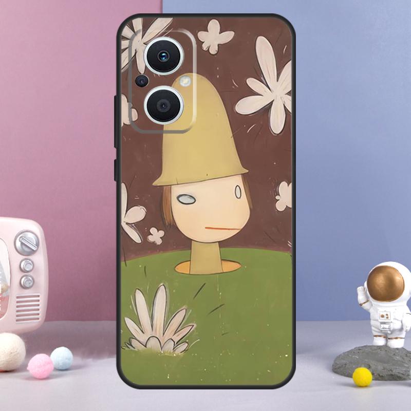 Cartoon Aesthetic Yoshitomo Nara Funda For OPPO Reno 14 F 11F 12F 13F 10 11 12 13 Pro 7 8 Lite OPPO Find X8 X6 X5 X9 Pro Case