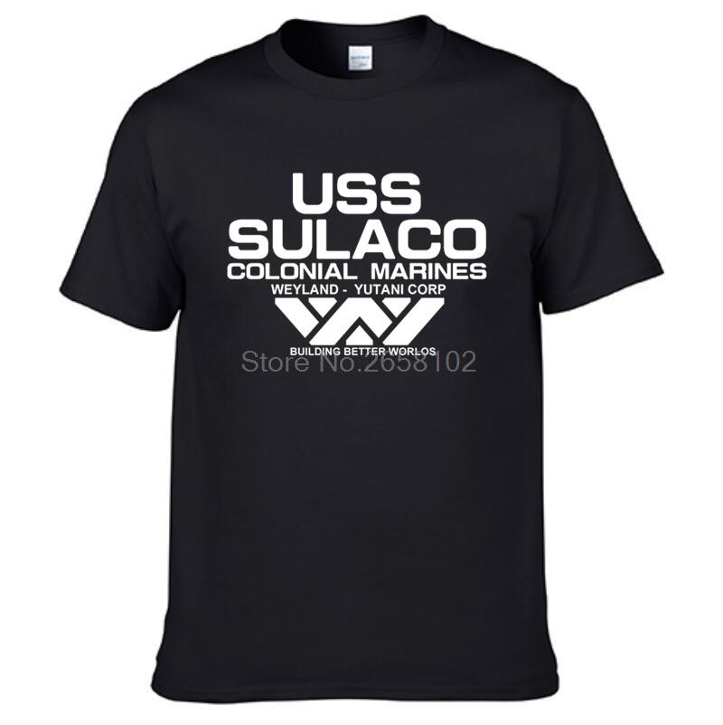 

S5XL USCSS Nostromo TShirt Alien USS Sulaco Colonial Marines Aliens Off World Short Sleeve Tshirt Men Cotton O Neck Tees S