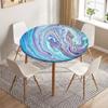 Marble Round Tablecloth Waterproof Elastic Dining Table Decoration Accessories Classic Style Home Kitchen Dining Room Decoration