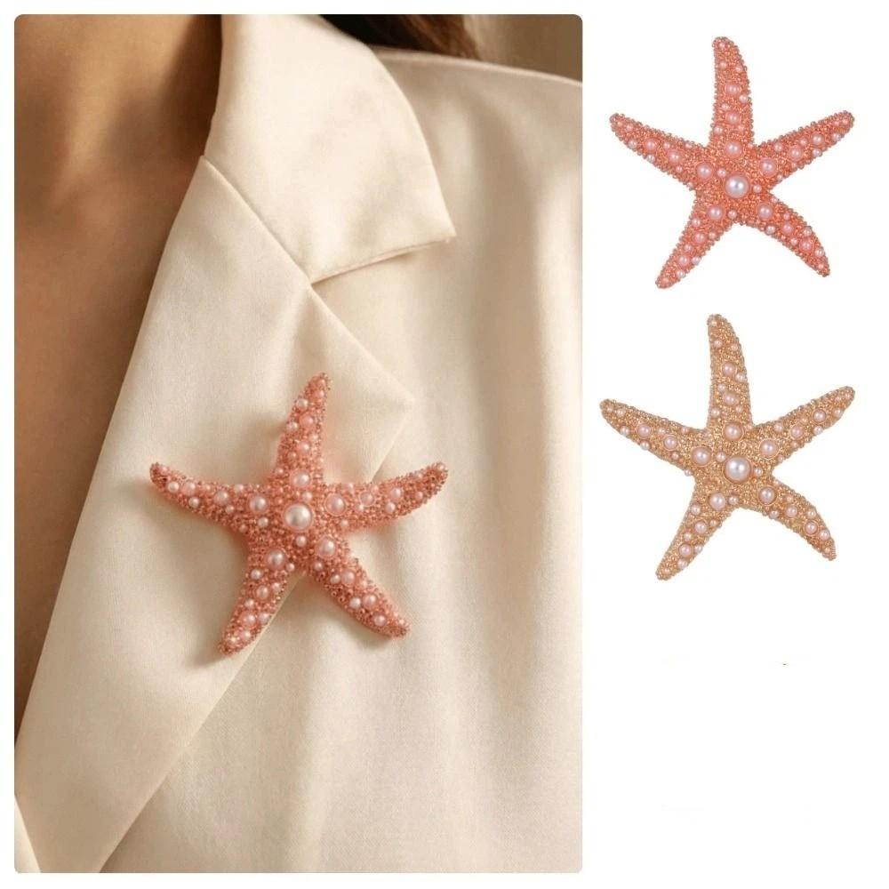 Pearl Starfish Starfish Star Metal Pin Jewelry Gift Chest Flower Pin Retro Starfish Brooch Women