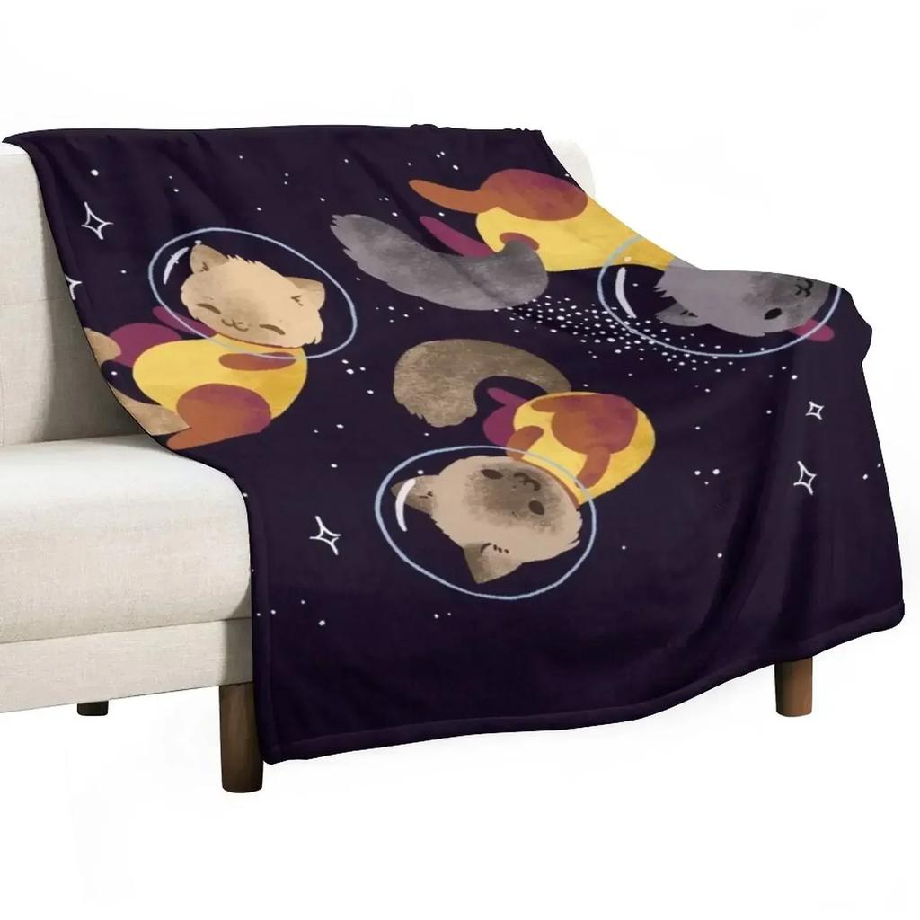 Space Cats Throw Blanket Elegant Warm Throw Blanket for Hotel Home
