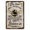 Floral Bee Metal Sign 8x12 Inch Vintage Tin Art For Home Wall Decor
