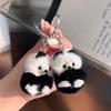 Kawaii Soft Mink Fur Panda Keychain Korean Style White Mini Mink Pendant Plush Stuffed Animal Plush Mink Keyring Bag Pendant