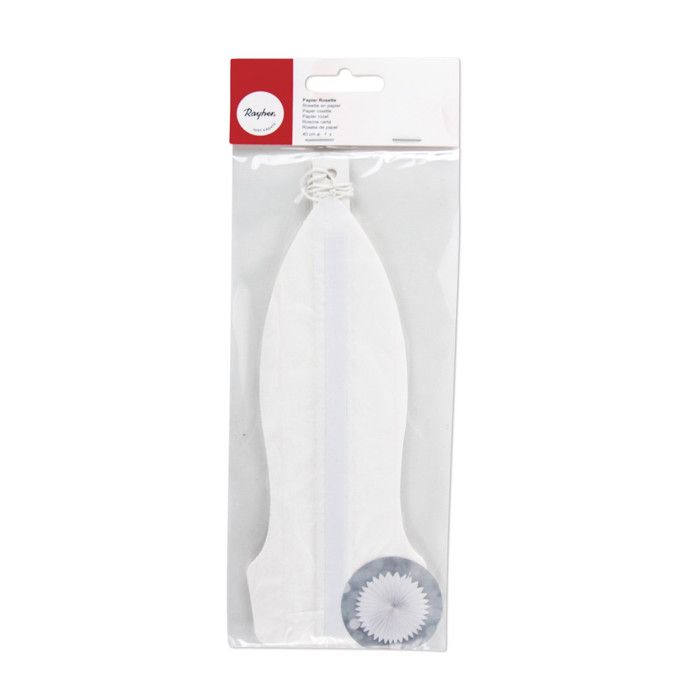 Rosette en papier - sct.-LS - 40cm - Blanc - Décoration de fête - A suspendre