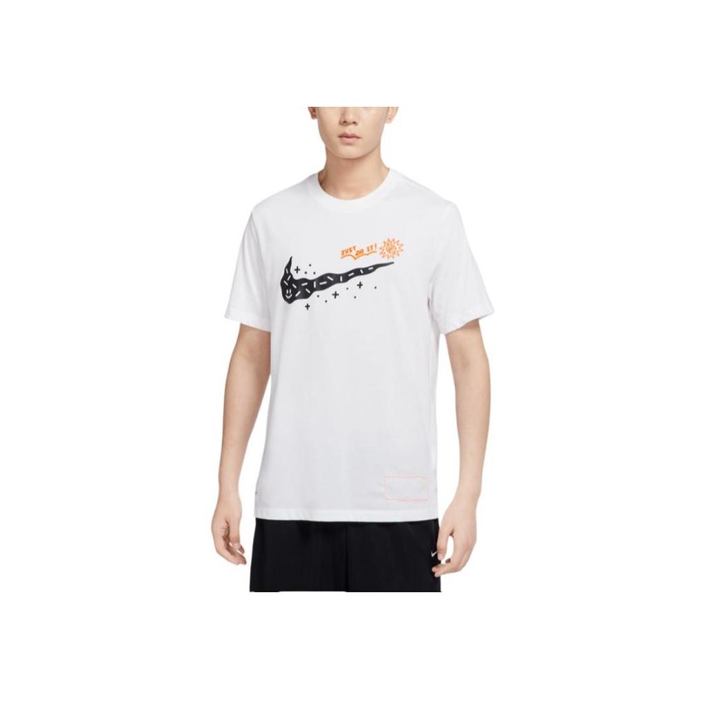 Nike Printed Big Logo Casual Crew Neck T-Shirt Men Tops White DV3188-100