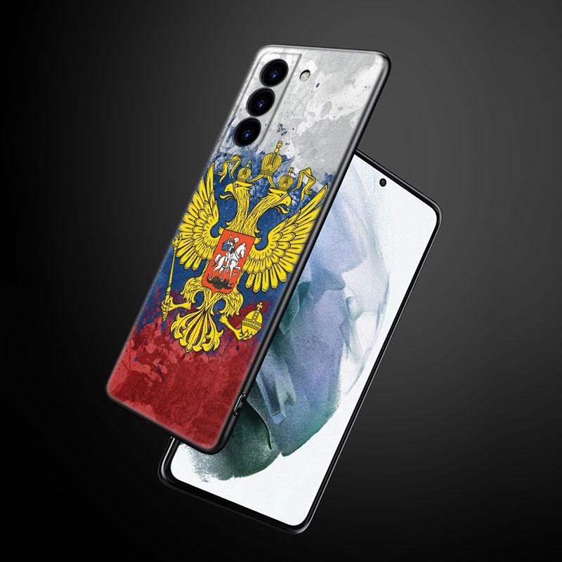 Чехол для телефона с эмблемой российского флага для Samsung Galaxy S22 Pro S21 S20 Ultra FE S10 Lite 5G S10E S9 S8 Plus, мягкий черный чехол Samsung S22 Ultra