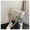 2024 Herbst/Winter Trendige Damen Handtasche mit strukturierter Diamantkette, Umhänge-Schultertasche, kleine quadratische Tasche