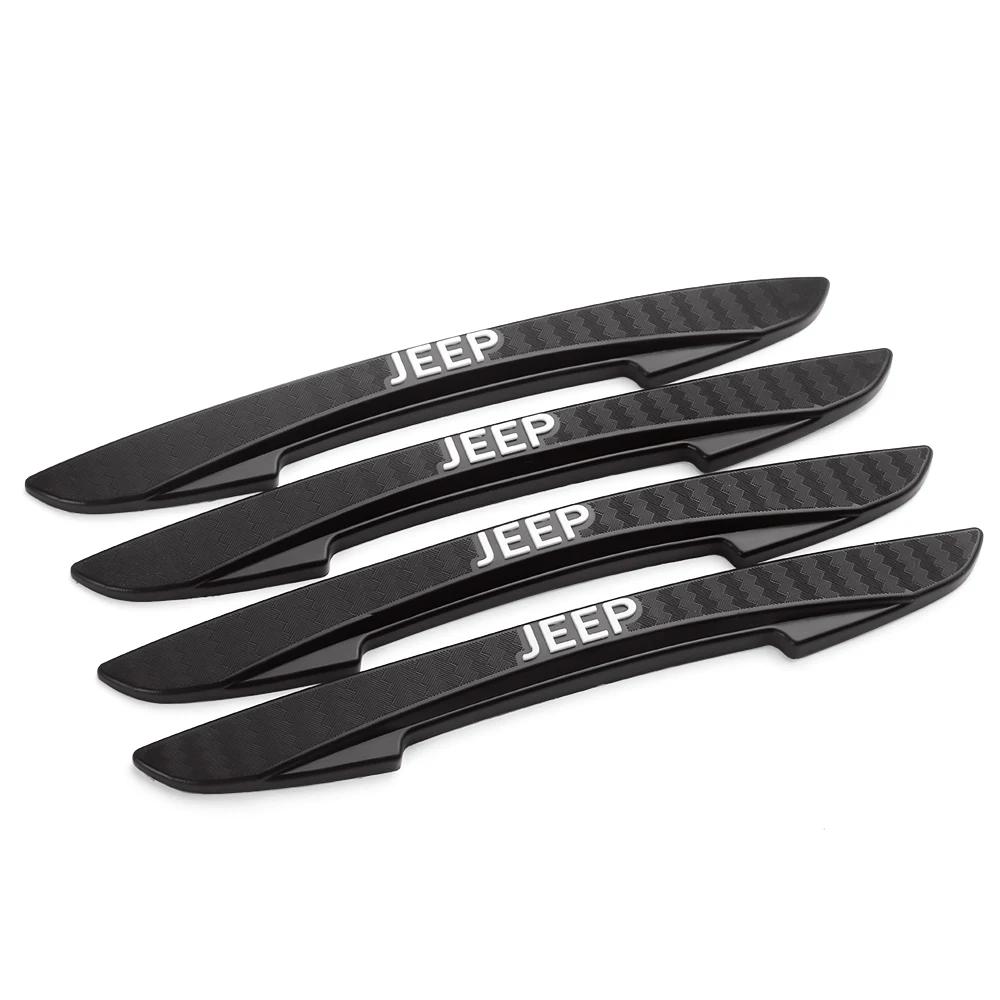 For Jeep 4PCS Car Door Anti-collision Sticker Rearview Mirror Bumper Strip For Jeep Renegade Patriot Wrangler Cherokee Compas