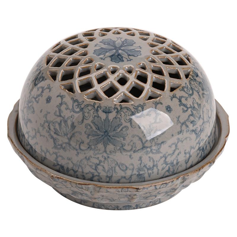 Celadon Wzorzysty Kwiatowy Uchwyt na Kadzidełka Spiralne Ceramika Glazurowana Rzemiosło Dekoracja Domu Herbaciarni